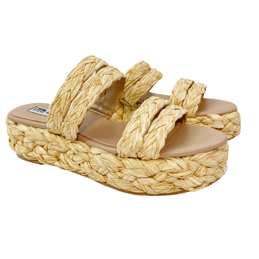 Steve Madden Cannes Natural Platform Espadrille Slide Sandal Size 9.5